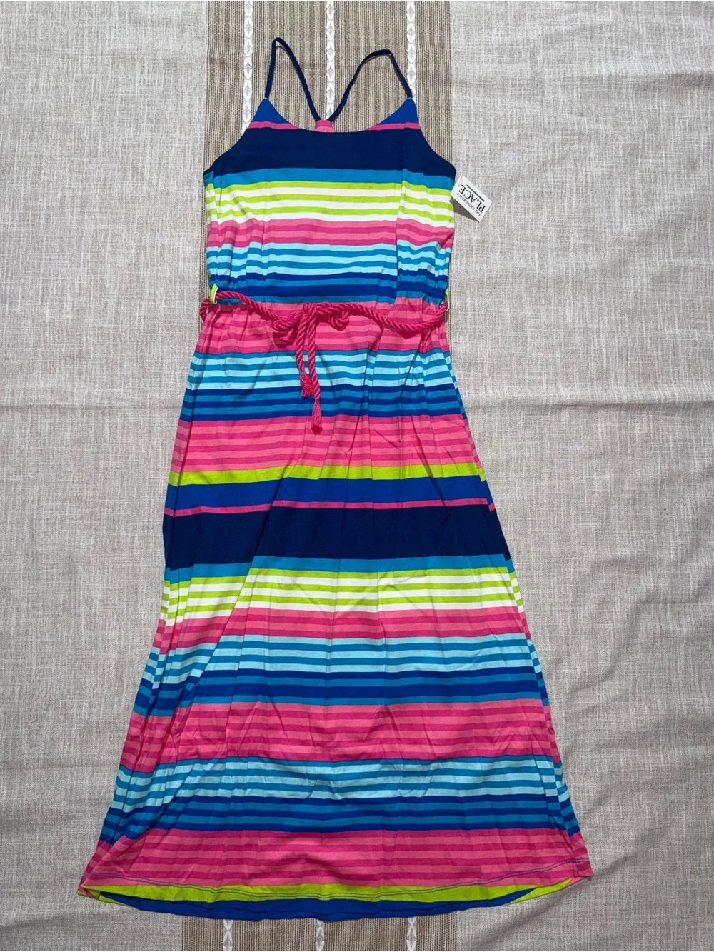 The Children's Place NWT Striped Tank Maxi Dress - Pink, Navy, Aqua, Lime